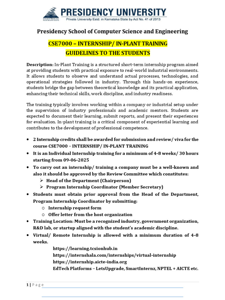 NPTEL Internship Program Guidelines | PDF | Internship | Job Hunting