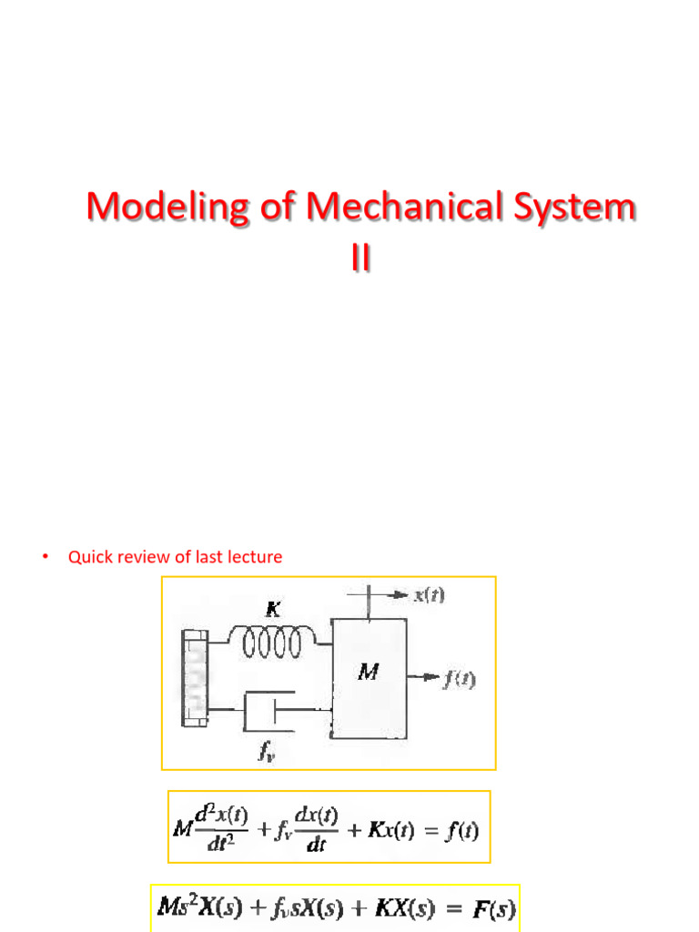Mechanical System Modeling and Analysis | PDF | Mathematical Physics ...