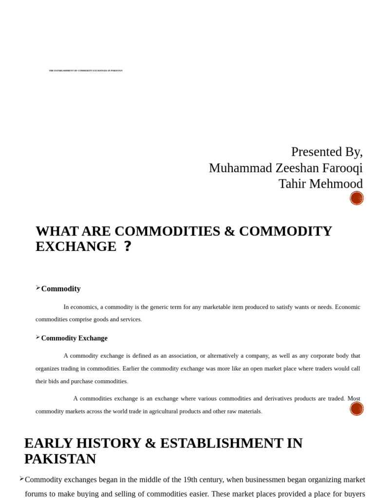 Commodity Exchanges in Pakistan: Overview | PDF | Futures Contract ...