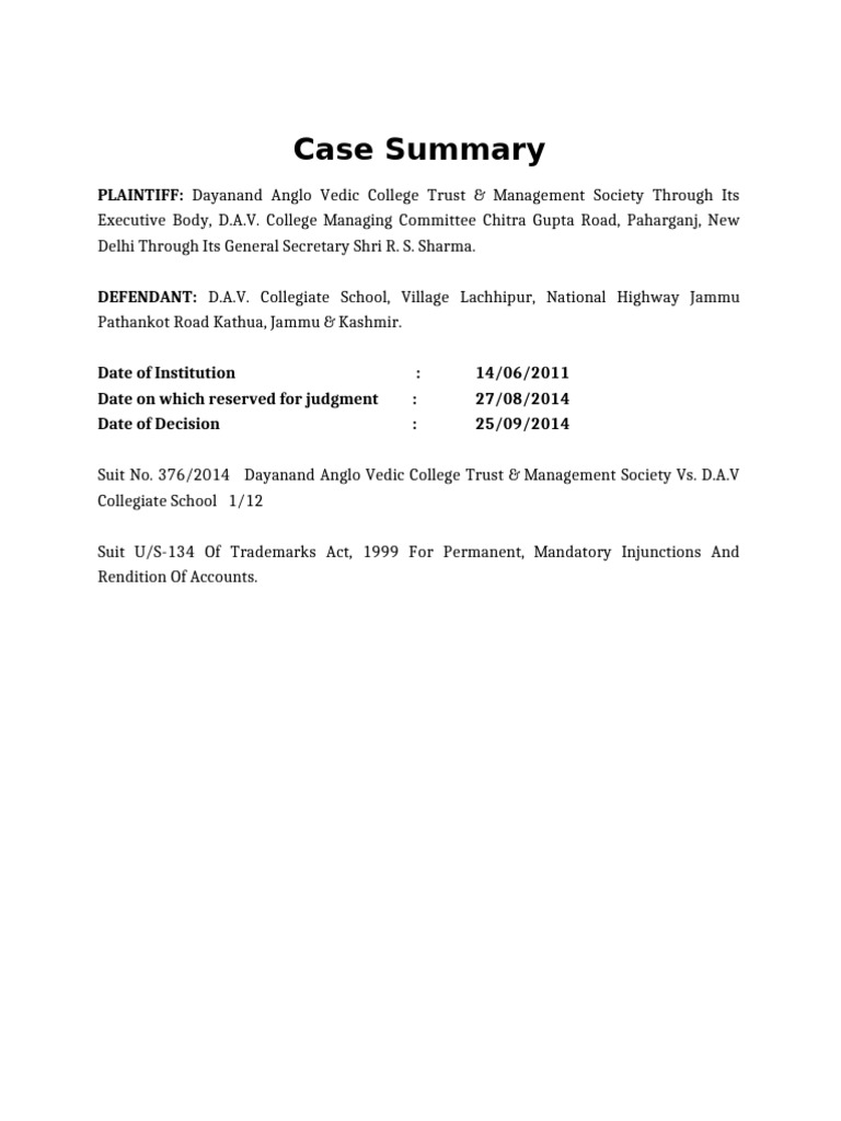 Case Summary | PDF