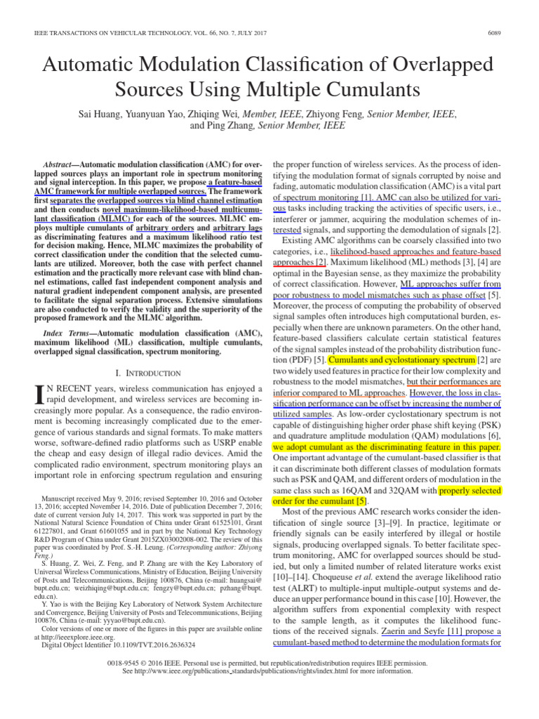 Automatic Modulation Classification of Overlapped Sources Using ...