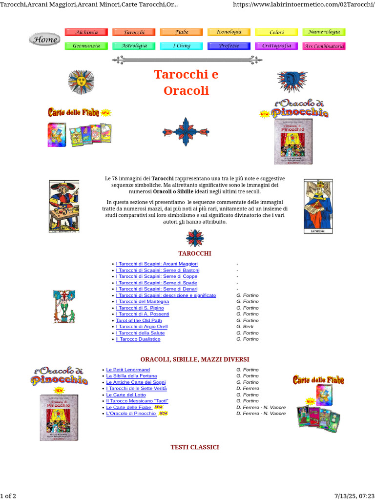 Tarocchi, Arcani Maggiori, Arcani Minori, Carte Tarocchi, Oracoli ...