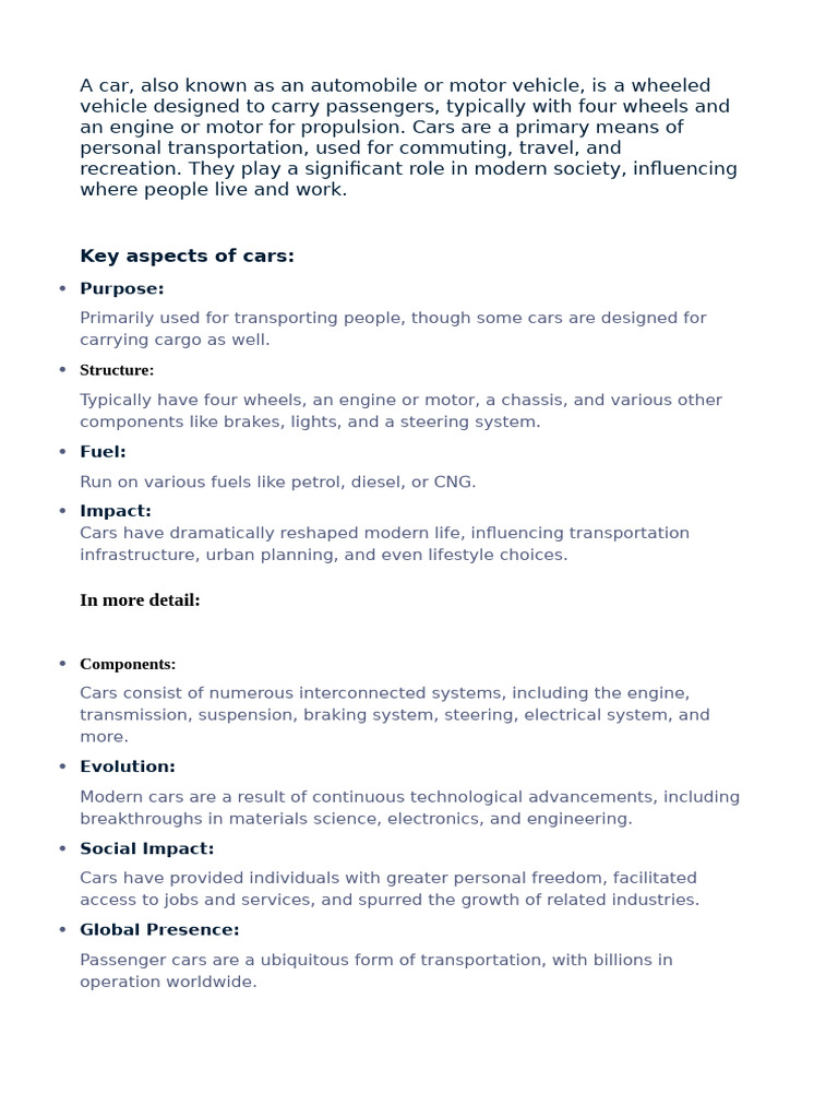 Overview of Automobile Functionality | PDF