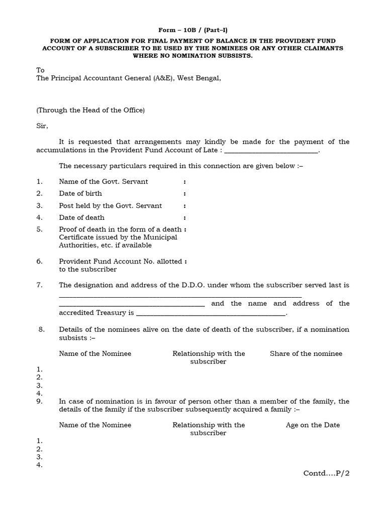 GPF Form 10B Application for Final Payment | PDF