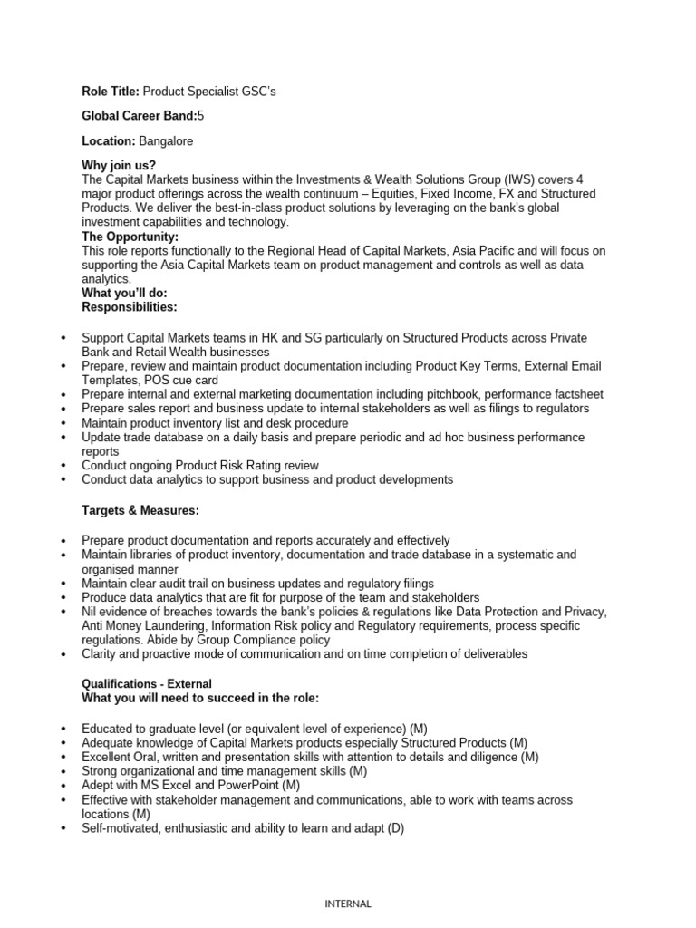 HSBC Product Specialist 0000J366 | PDF | Banks | Regulatory Compliance