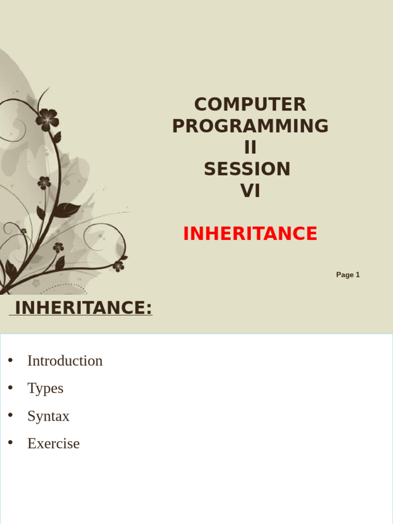 Inheritance in Object-Oriented Programming | PDF | Inheritance (Object ...