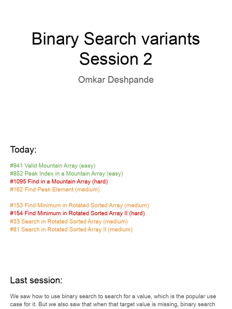 Binary Search Patterns 2 PDF | PDF