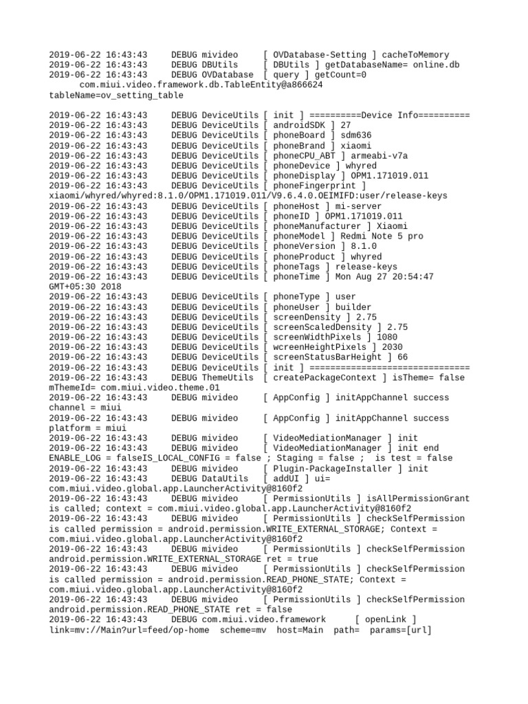 Xiaomi MiVideo Debug Log Analysis | PDF | Information Retrieval | Software