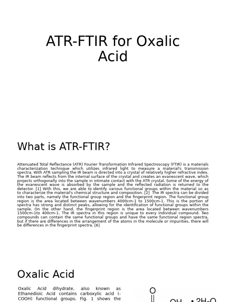 ATR-FTIR Analysis of Oxalic Acid Samples | PDF | Infrared Spectroscopy ...