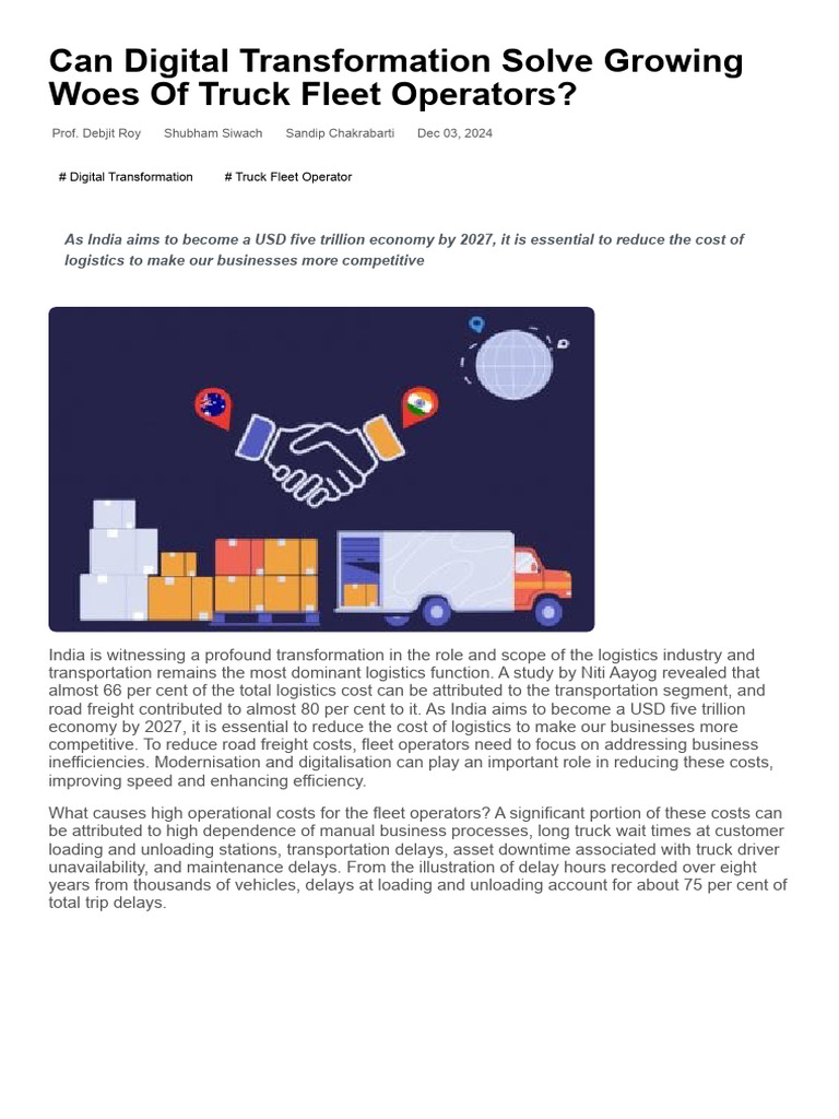 IoT Solutions for Truck Fleet Efficiency | PDF | Truck | Climate Change ...