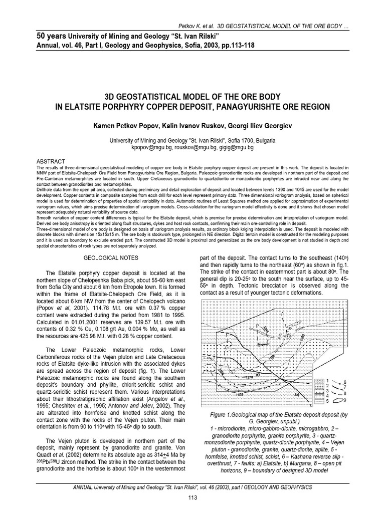 3d Model of The Ore Body in Elatsite Porphyry Cu Deposit | PDF ...