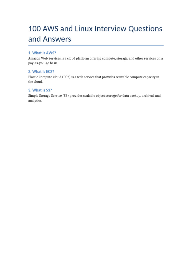 AWS Linux Interview QA | PDF