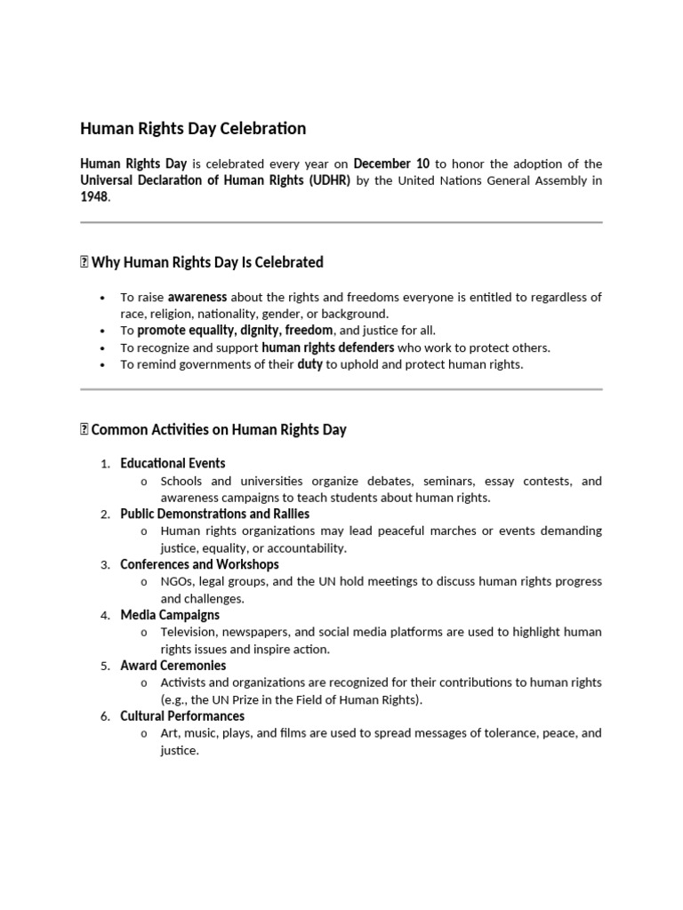 Human Rights Day: Equality and Justice | PDF | Human Rights | Social ...