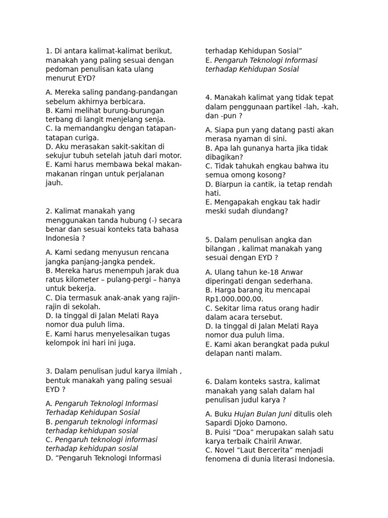 Pelatihan EYD_Teori EYD 9 | PDF