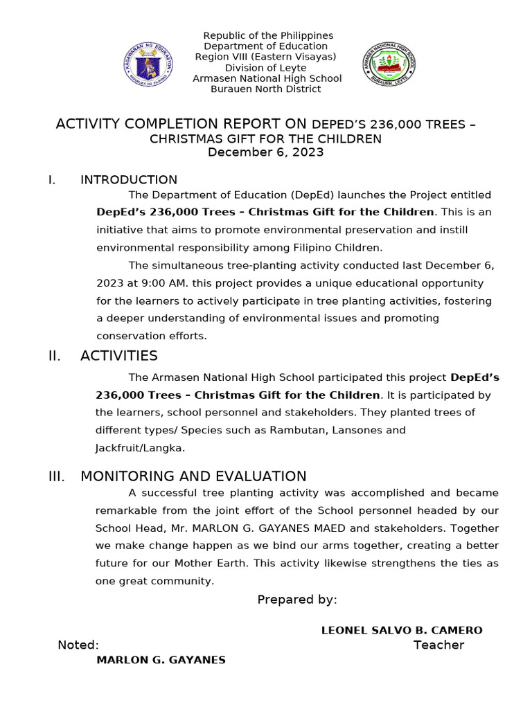 Tree Planting Report: DepEd's 236K Trees | PDF