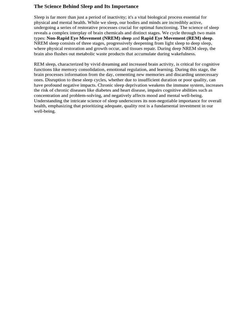 The Importance of Sleep Science | PDF