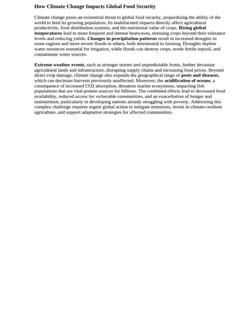 Climate Change and Food Security Risks | PDF