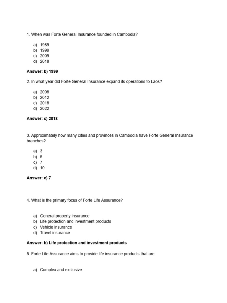 Forte General Insurance Overview | PDF