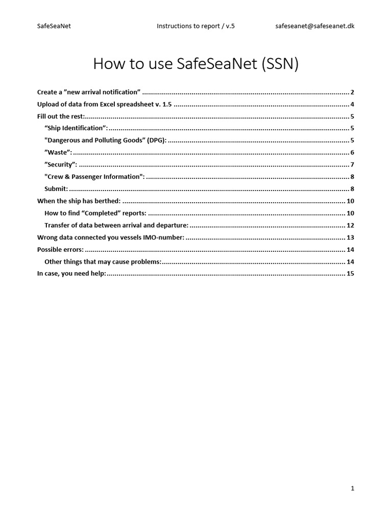 SafeSeaNet Reporting Instructions v.5 | PDF