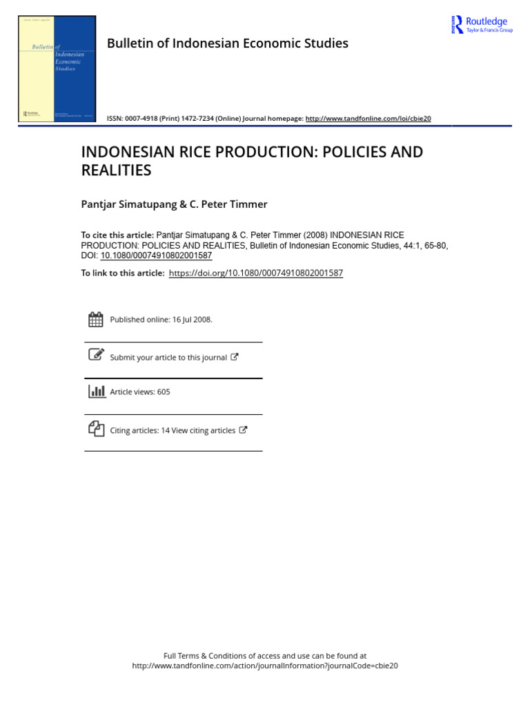 Indonesian Rice Production Policies and Realities | PDF | Agriculture ...