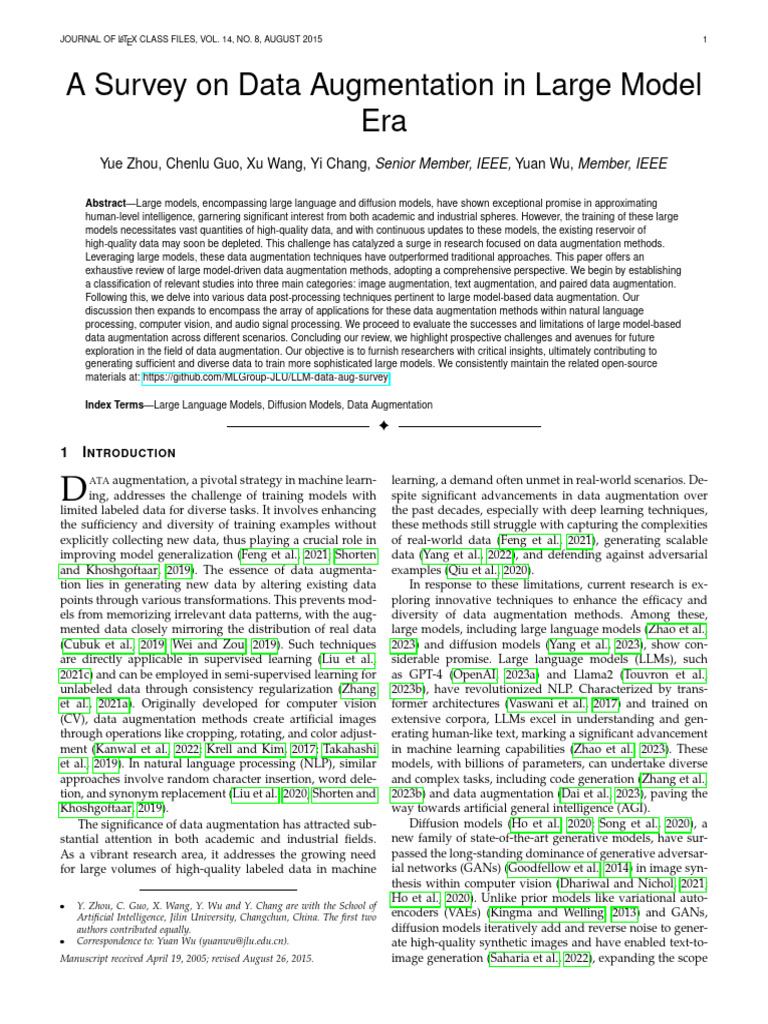 A Survey On Data Augmentation in Large Model Era: Yue Zhou, Chenlu Guo ...