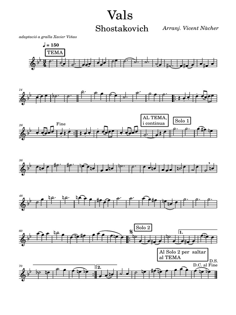 Shostakovich Vals Adaptation for Gralla | PDF