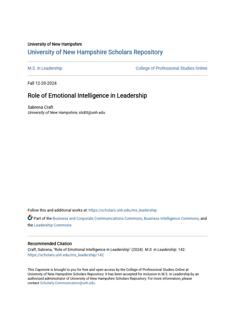 Role of Emotional Intelligence in Leadership | PDF | Emotional ...