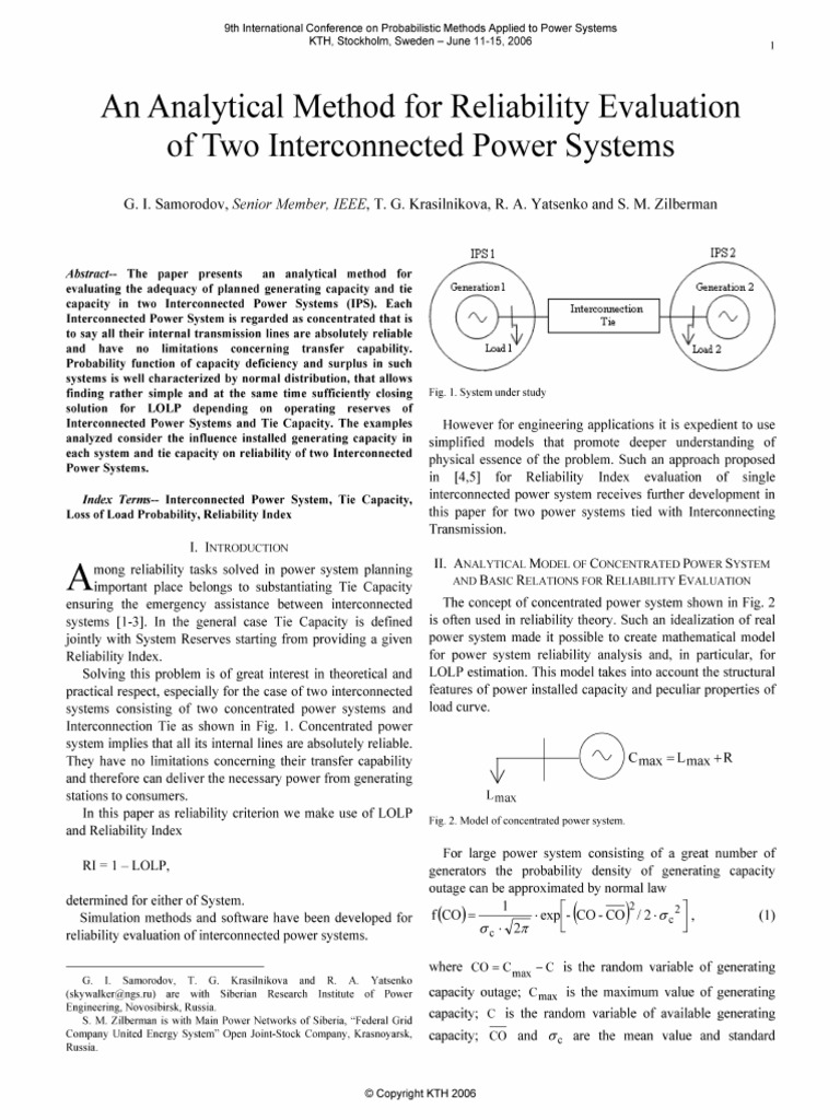 An Analytical Method For Reliability Evaluation of Two Interconnected ...