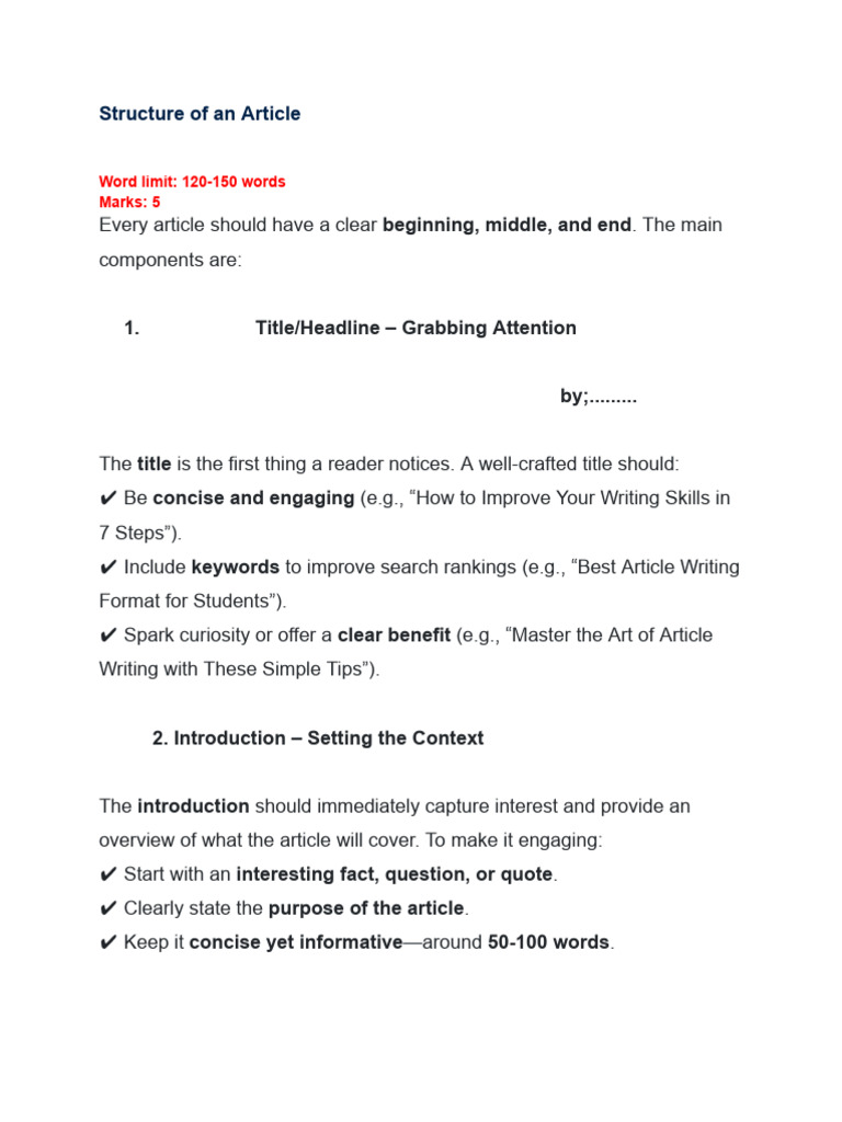 Article Writing Guide for Class 8 | PDF | Sustainability | Recycling
