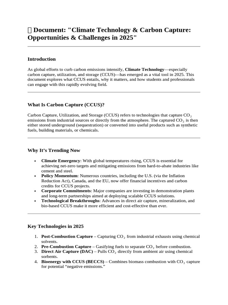 CCUS Innovations and Opportunities 2025 | PDF | Carbon Capture And ...