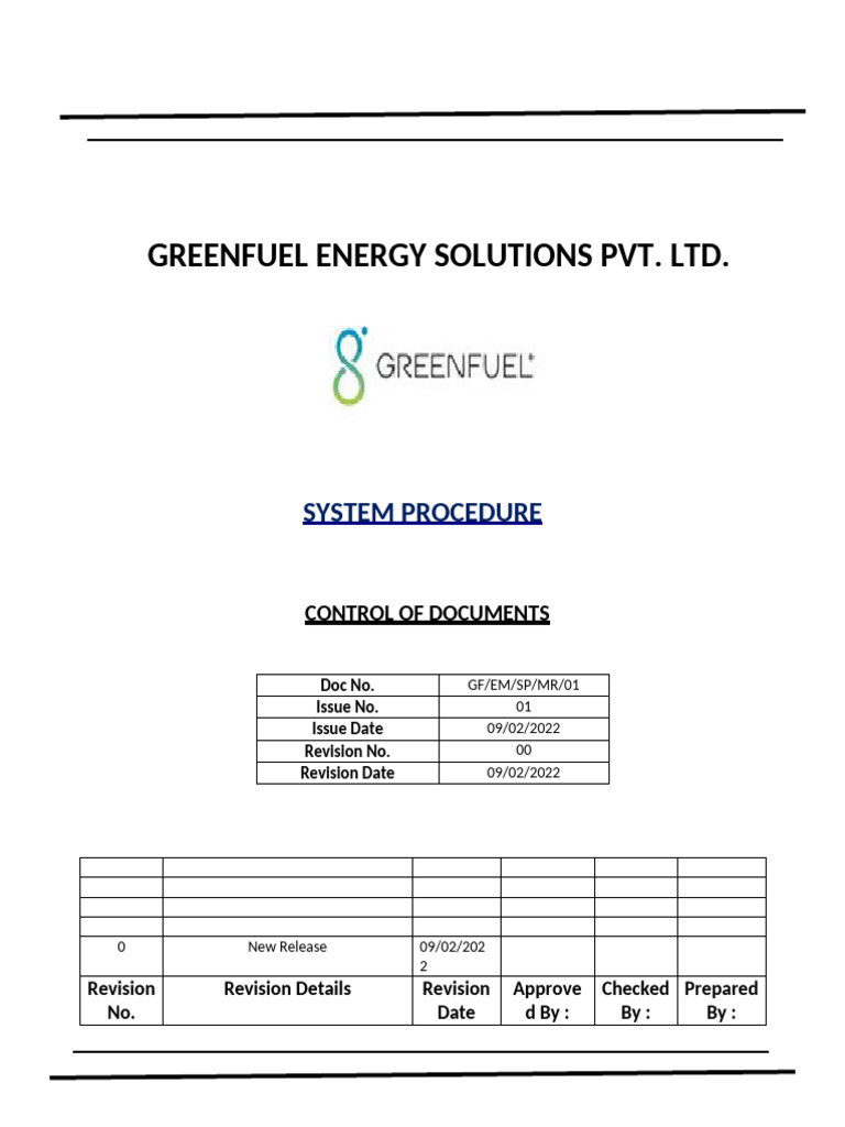 (GF EM MR SP 01) - Control of Documents | PDF | Specification ...