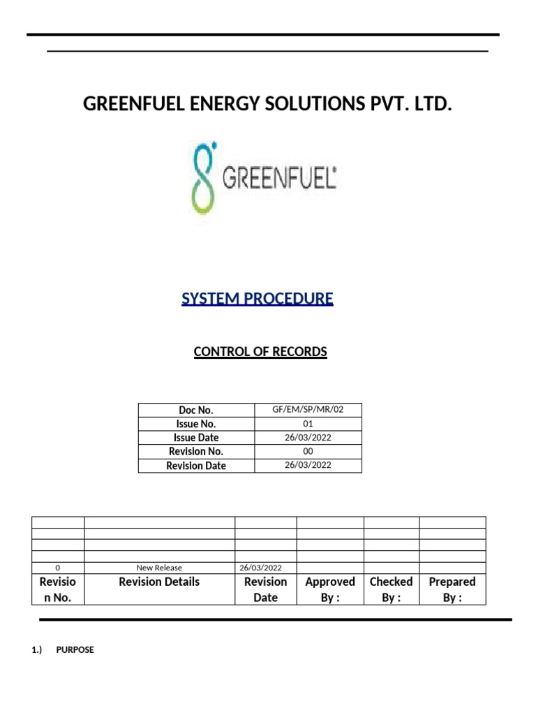(GF EM MR SP 02) Control of Records | PDF
