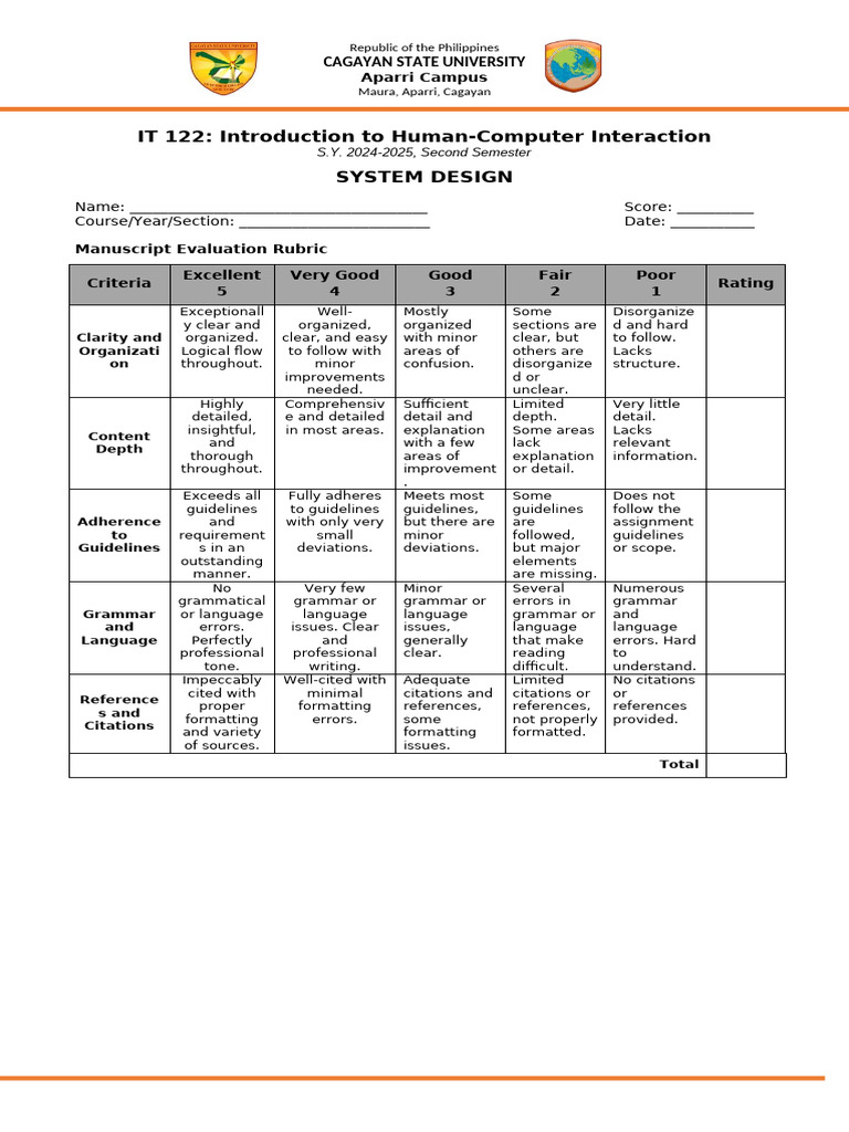 Human-Computer Interaction Design Rubric | PDF | Usability | Human ...