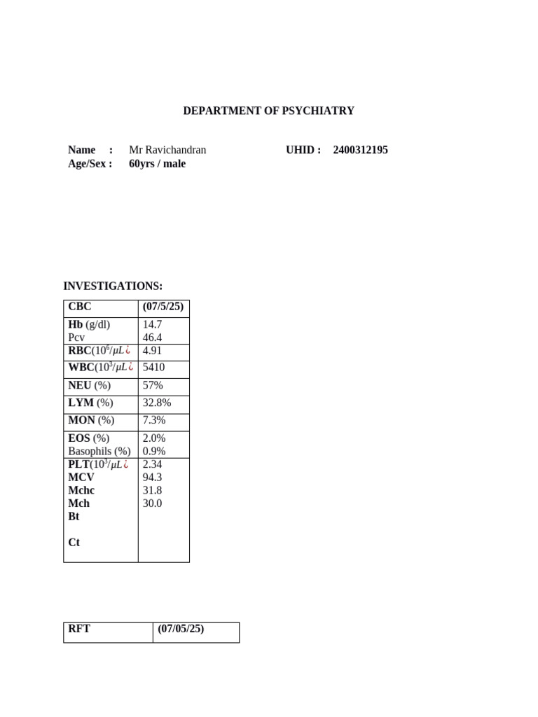 Patient Lab Results Summary | PDF