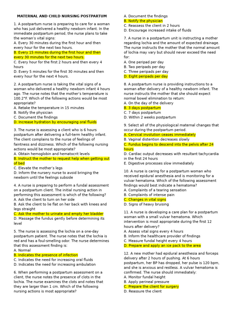 Postpartum Nursing Care Guidelines | PDF | Postpartum Period ...