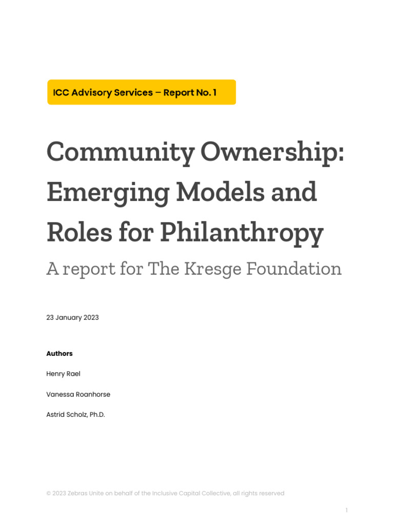 Community Ownership Models Overview | PDF | Investing | Governance