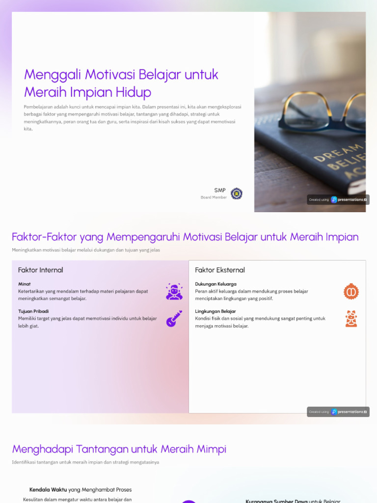 Cara Memotivasi Diri Untuk Meraih Impian Belajar | PDF