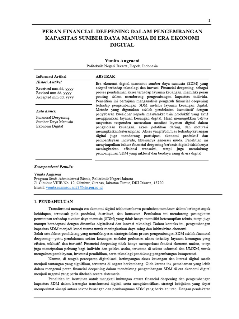 Financial Deepening dan SDM Era Digital | PDF