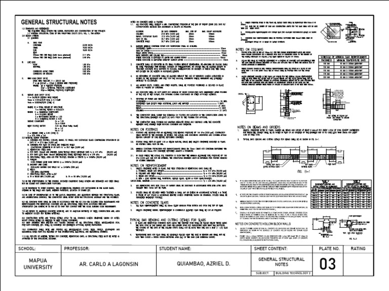 General Structural Notes Building Technologies | PDF | Building ...