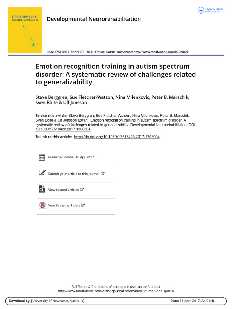 Emotion Recognition Training in ASD Challenges | PDF | Autism ...