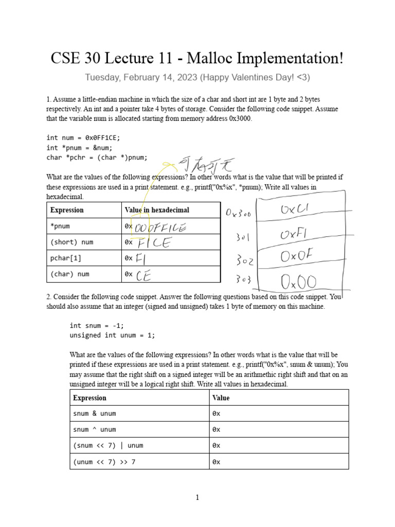 Malloc Implementation in CSE 30 Lecture | PDF | Data | Computer Data