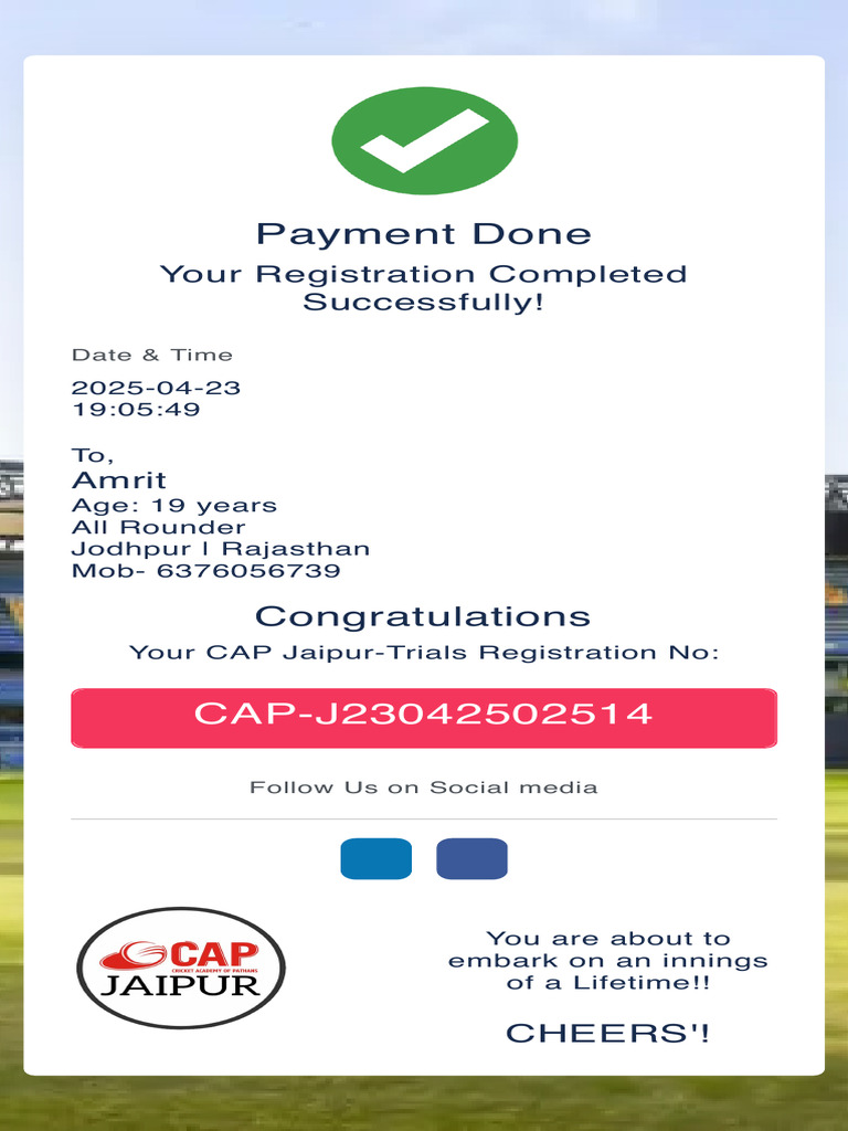 CAP - Jaipur Payment Done | PDF