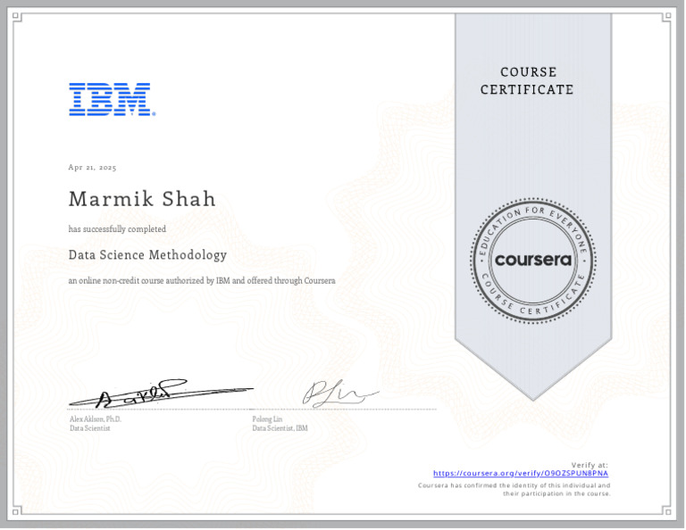 Data Science Course Completion Certificate | PDF