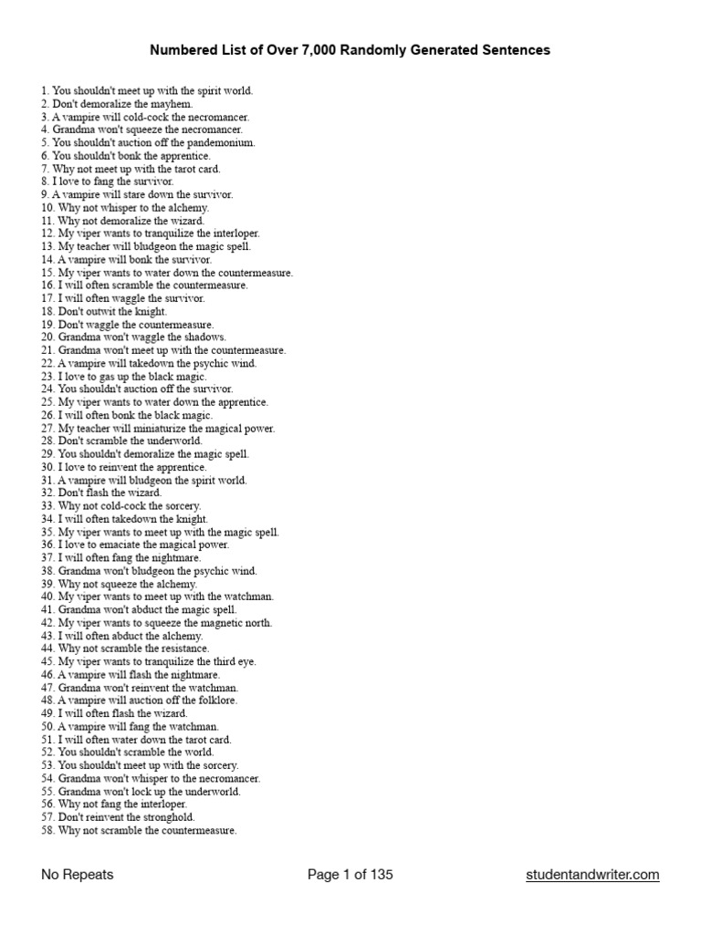 7,000 Randomly Generated Sentences | PDF | Anthropology Of Religion ...
