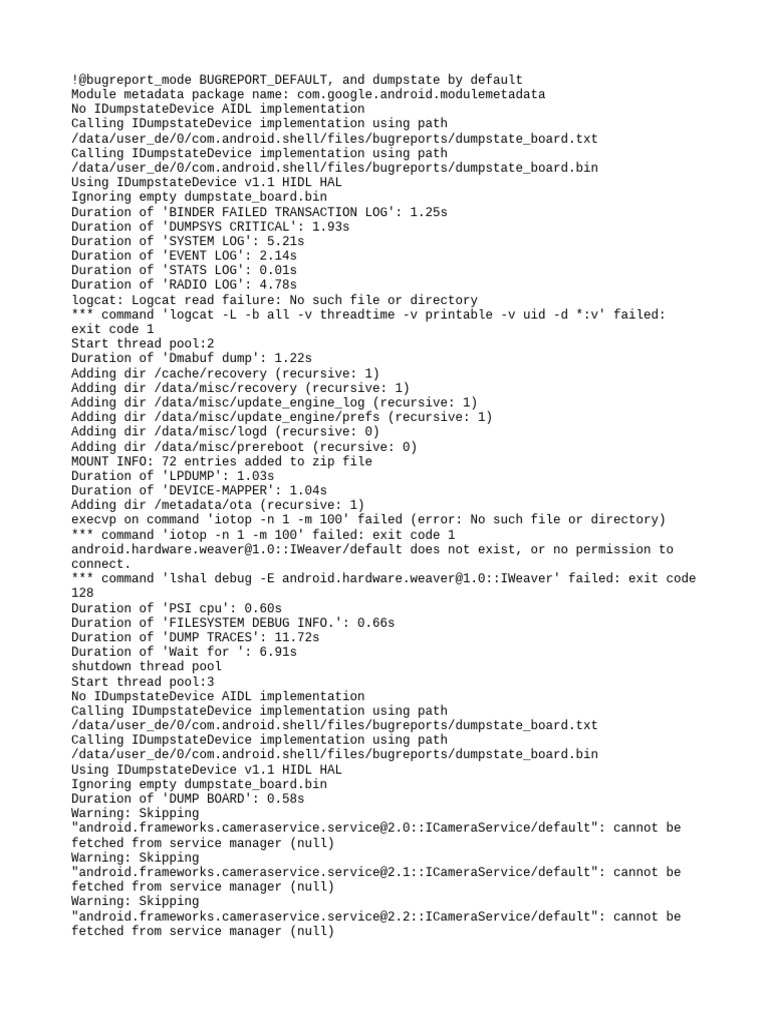 Dumpstate and Bugreport Analysis | PDF | Software | Computer Engineering