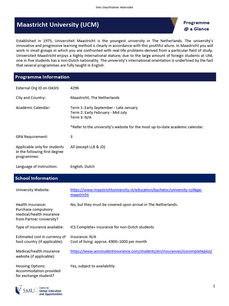 Maastricht University (UCM) | PDF | Cost Of Living | Academic Term