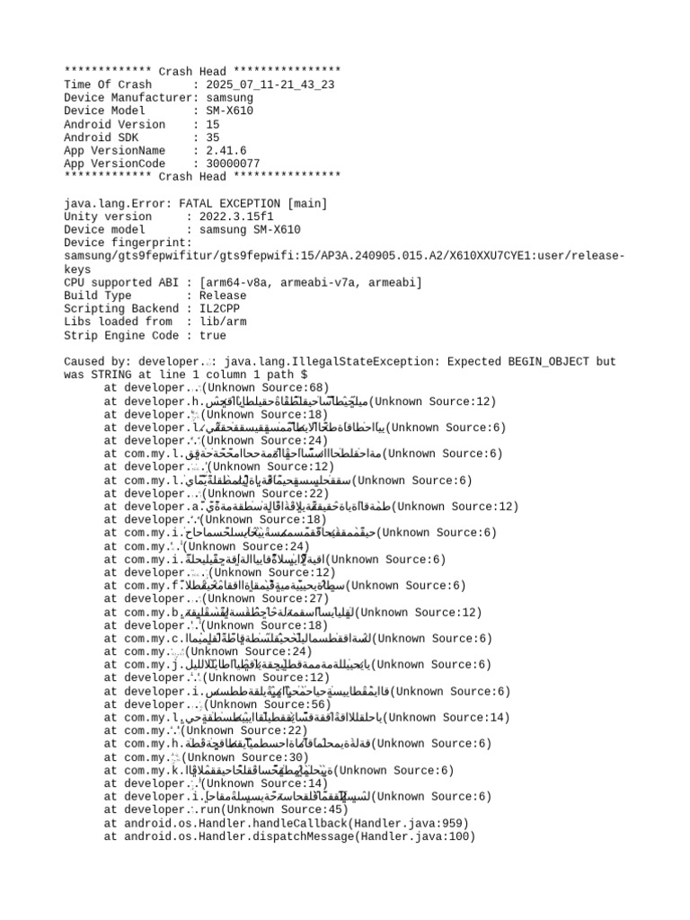 Java Crash Report for Android 15 | PDF | Information Appliances ...