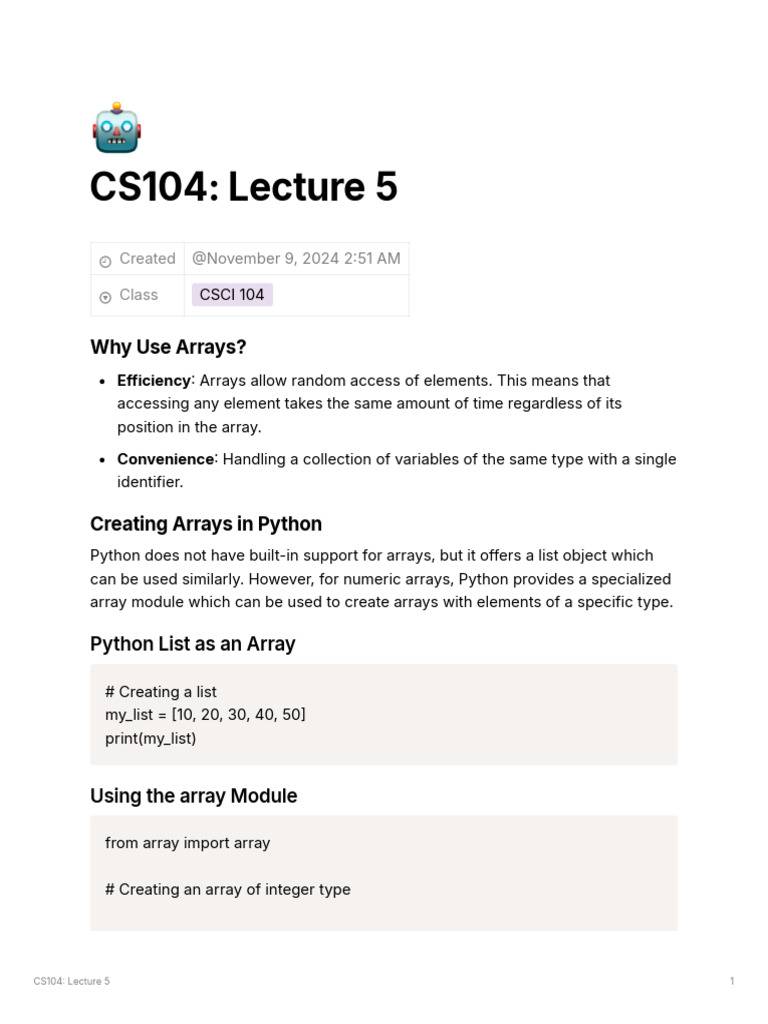 CS104 Lecture 5 | PDF | Data Type | Python (Programming Language)