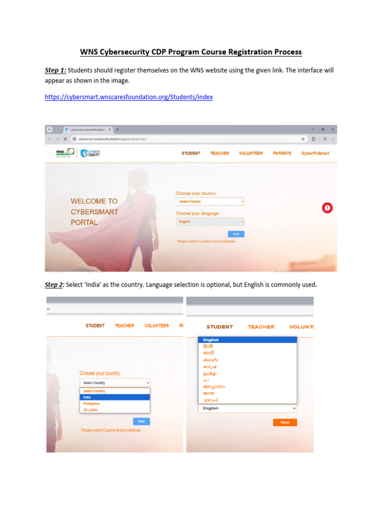 WNS Cybersecurity Course Registration Guide | PDF | Computing