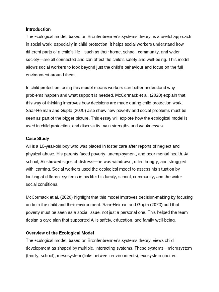 Ecological Model in Child Protection | PDF | Child Protection | Social Work